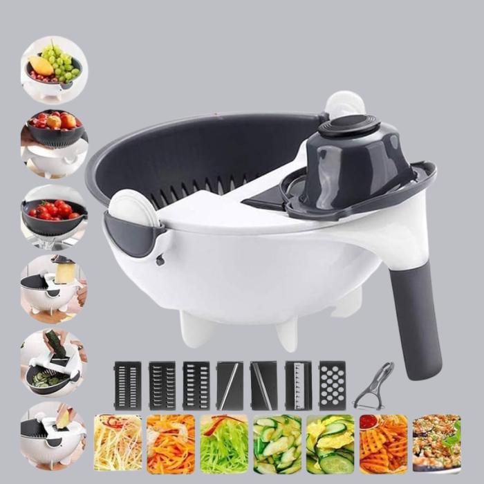 Çok Fonksiyonlu Döner Rende Süzgeç Hazneli Ergonomik Sebze Doğrayıcı
