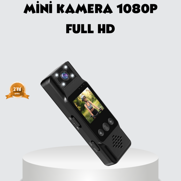 180 Derece Dönebilen Mini Kamera Full HD TFT Ekran Hareket Sensörlü