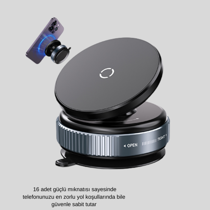 Mıknatıslı Araç Telefon Tutucu Vakum Teknolojili 360° Ayarlanabilir