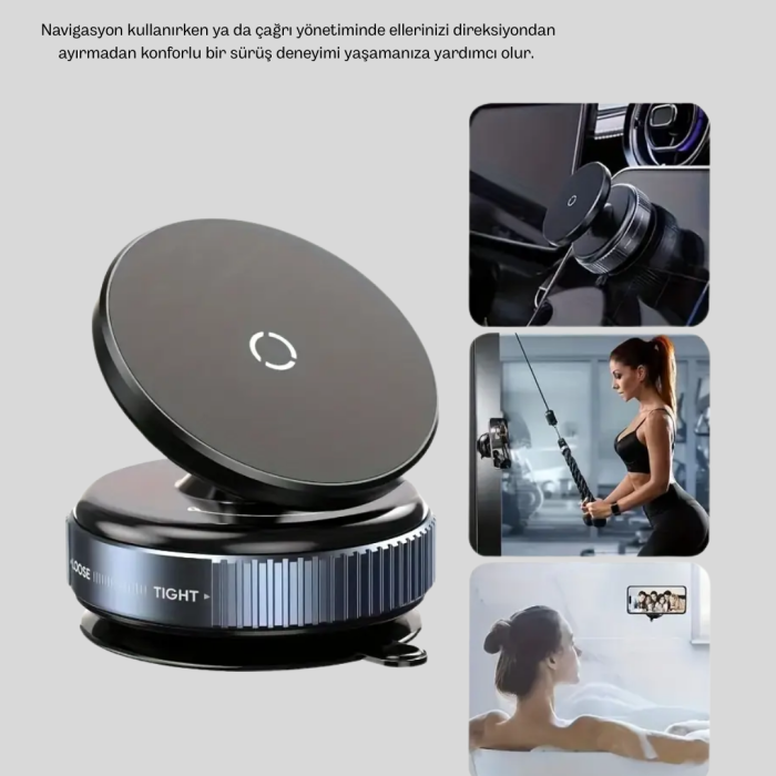 Mıknatıslı Araç Telefon Tutucu Vakum Teknolojili 360° Ayarlanabilir
