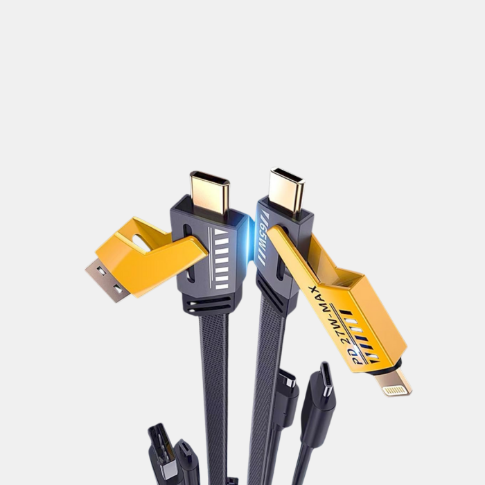 65W 4’ü 1 Arada Örgülü Hızlı Şarj Kablosu USB-C USB-A Çoklu Şarj Dayanıklı