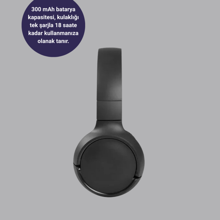 Kablosuz Bluetooth Kulaklık 5.0 18 Saat Kullanım Dinamik Sürücü Siyah