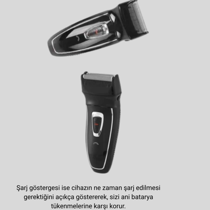 Erkek Tıraş Makinesi Kablosuz Kuru Tıraş Folyo Başlık Yıkanabilir Gövde