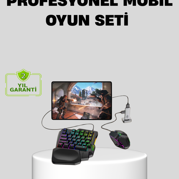 5’i 1 Arada Mobil Oyun Seti Bluetooth 5.3 Klavye Mouse Dönüştürücü Gaming Kit