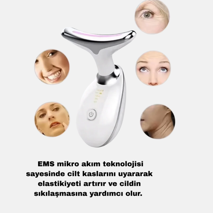 EMS Mikro Akım Yüz ve Boyun Sıkılaştırıcı Cihaz 7000 VPM Titreşim Isı Terapili