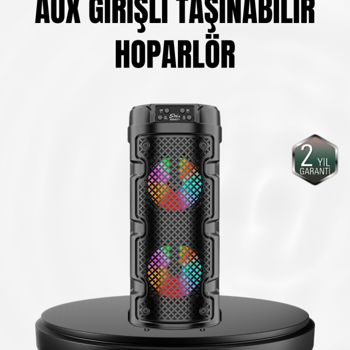 Kablosuz Stereo Hoparlör USB + SD Kart + AUX Destekli Bluetooth 5.0