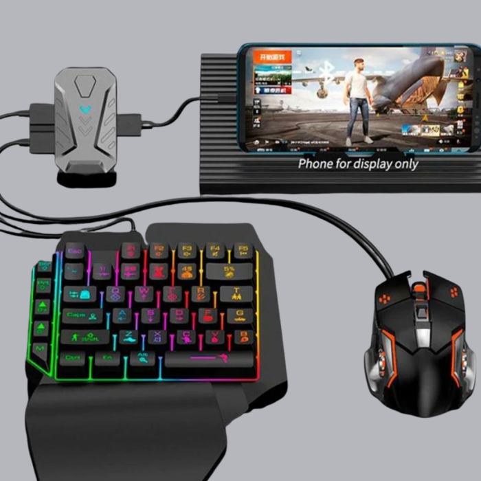 Mobil Gaming Oyun Seti 5in1 X8 Pro Çipset RGB Klavye Mouse Telefon Tutucu
