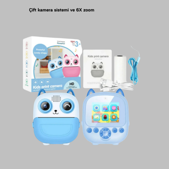 Çocuklar İçin Dijital Kamera Termal Yazıcı 48MP Çift Kamera 1300mAh Batarya
