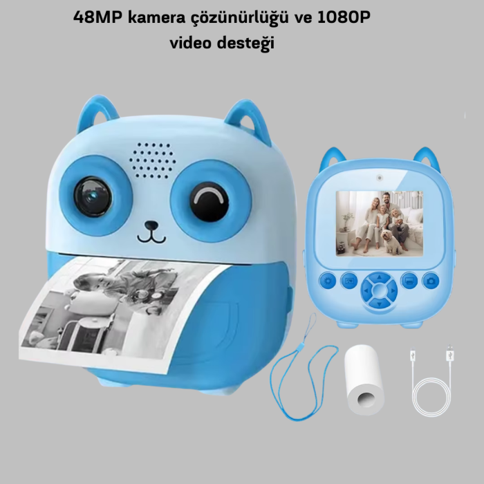48MP Termal Baskılı Çocuk Dijital Kamera 1080P Video 2.4 Ekran 6X Zoom