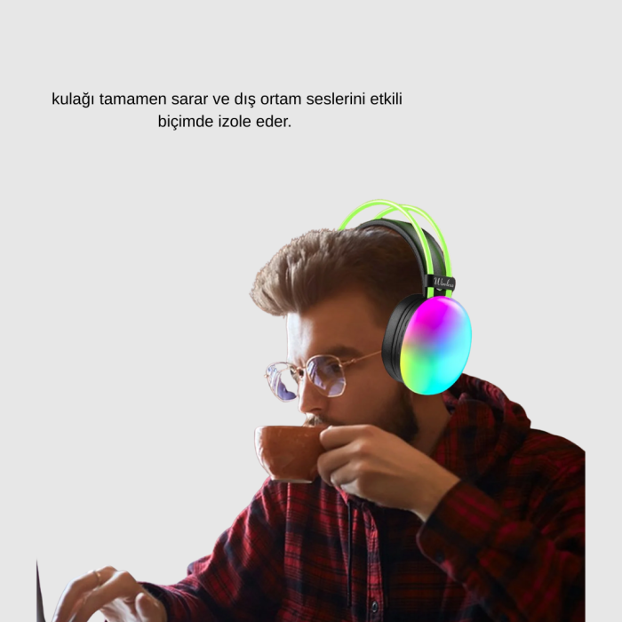 Kablosuz Gaming Kulaklık RGB Aydınlatmalı Bluetooth 5.3 Uzun Pil Ömürlü