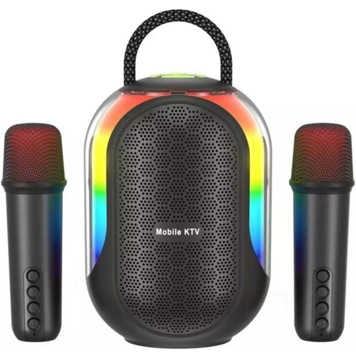 Bluetooth Çift Mikrofonlu Kablosuz Karaoke Rgb Işıklı Yüksek Sesli Müzik 4 Ses Degıstırme