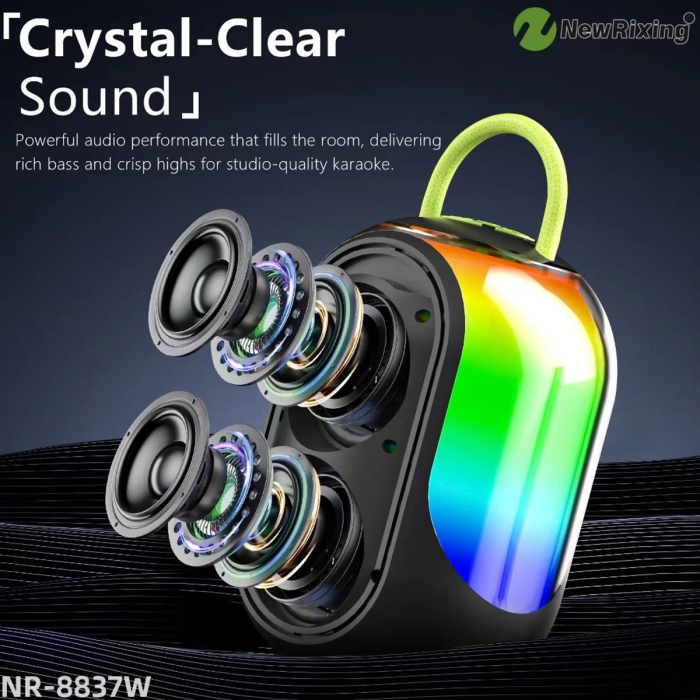 Bluetooth Çift Mikrofonlu Kablosuz Karaoke Rgb Işıklı Yüksek Sesli Müzik 4 Ses Degıstırme