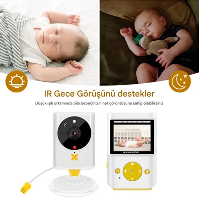 Akıllı Bebek Kamerası Monitörlü Karşılıklı Konuşma Özellikli Sıcaklık İzleme 2.4 İnç Bebek Kamerası