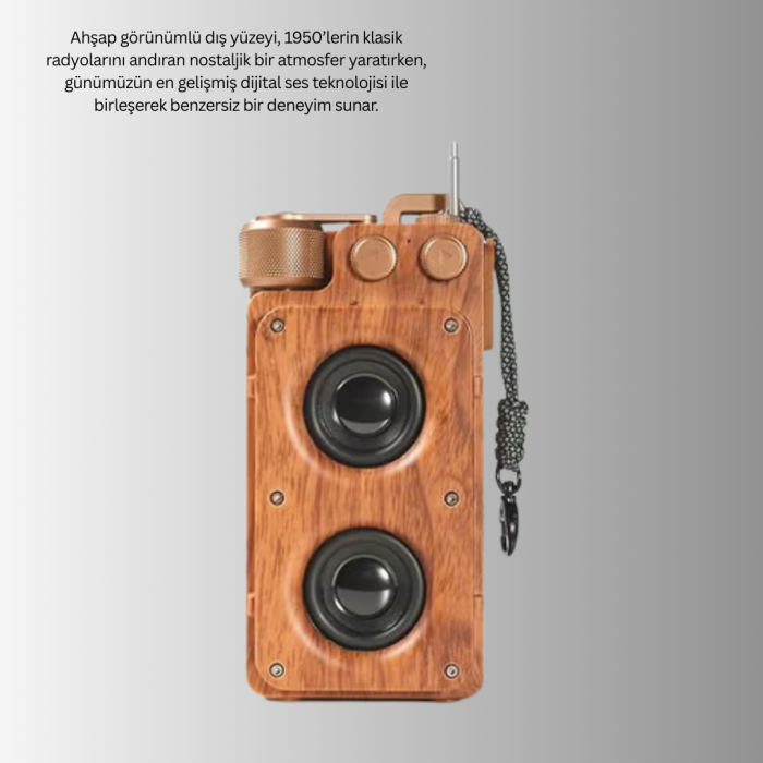 Klasik Görünümlü Bluetooth Hoparlör 360 Derece Stereo ve FM Radyo