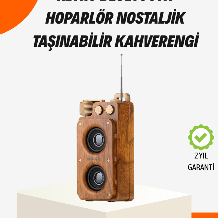 Ahşap Tarzı Kablosuz Hoparlör 5W Güçlü Bass TF USB AUX