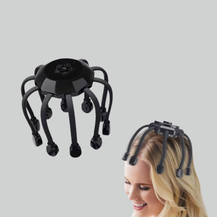 USB Şarjlı Kafa Masaj Aleti 3 Modlu 8 Başlıklı Stres Giderici