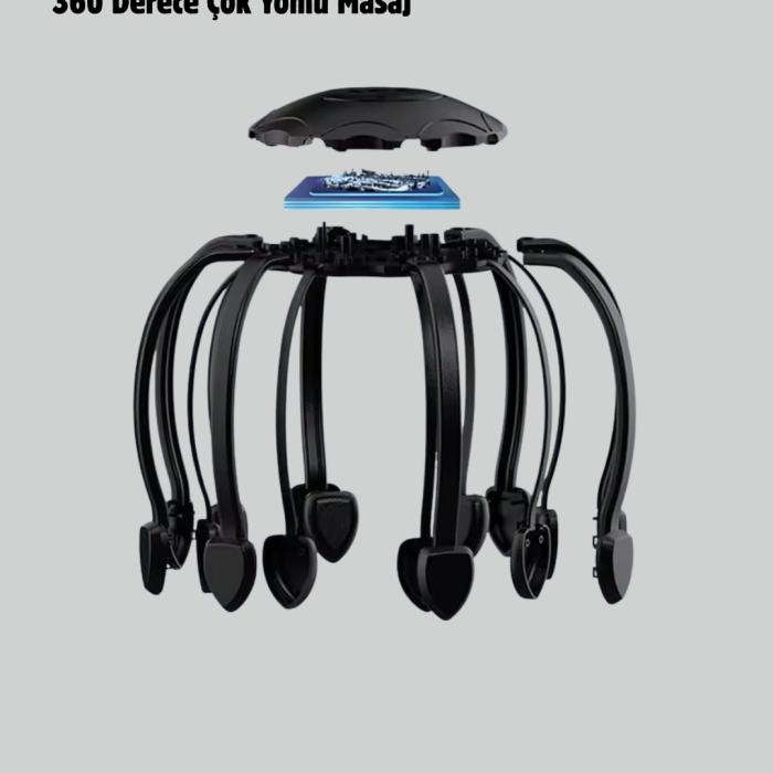 USB Şarjlı Kafa Masaj Aleti 3 Modlu 8 Başlıklı Stres Giderici