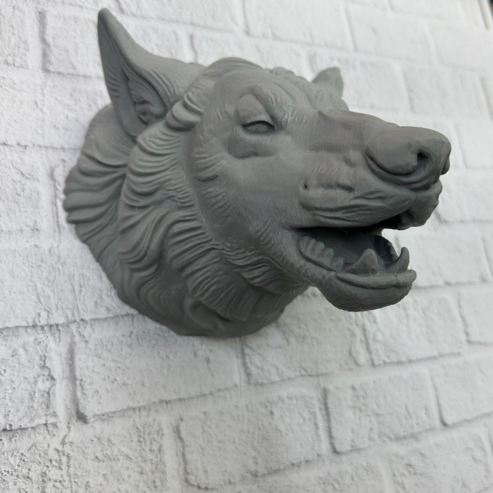 Kurt Başı Duvar Aksesuarı Gri Renk Asılabilir Hediyelik Figür