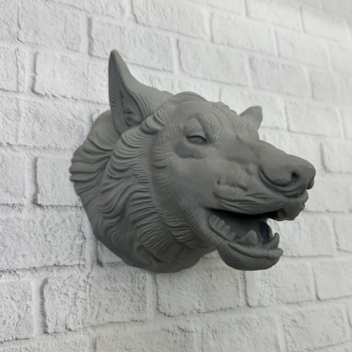 Gri Kurt Duvar Dekoru Asılabilir Dekoratif Heykel Tasarım