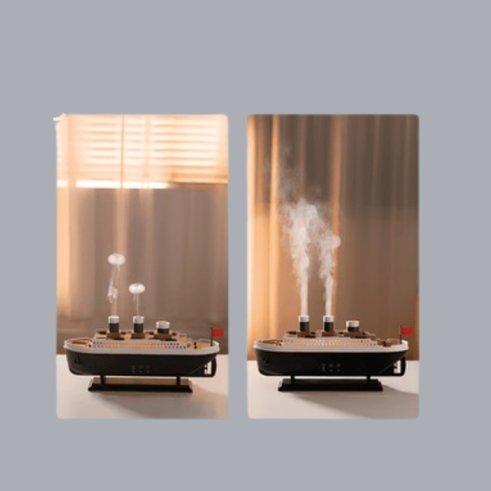 Ultra Sessiz Titanik Gemi LED Işıklı Aroma Difüzörü Oda Nemlendirici
