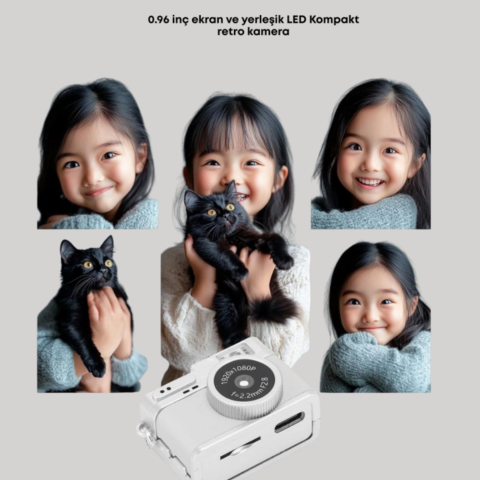 Kompakt Mini Kamera Retro Tasarım 128GB Hafıza 1080P Video