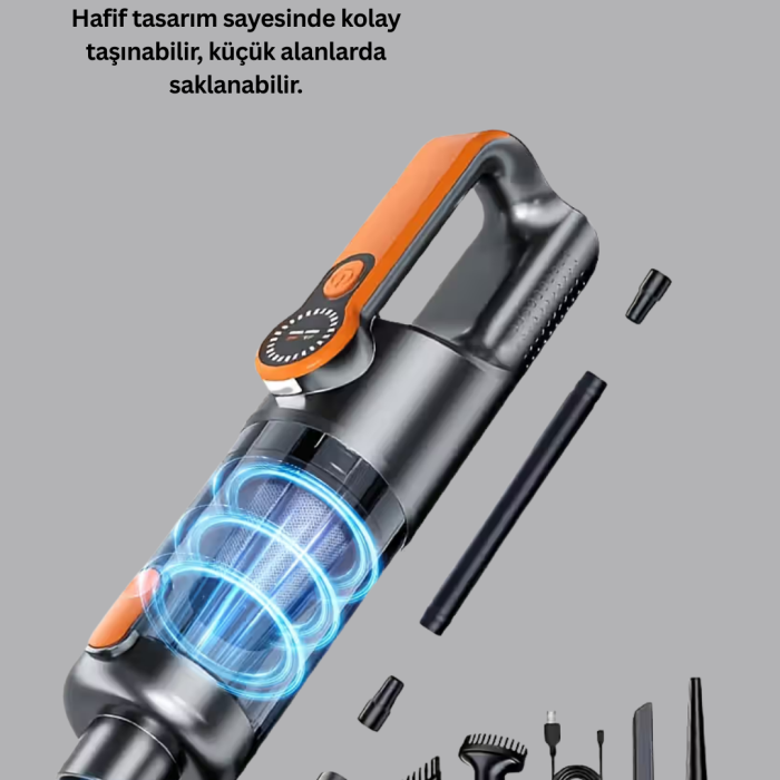 Taşınabilir Şarjlı El Süpürgesi Çok Yönlü Temizlik 5 Başlıklı Numaratör Hediyeli
