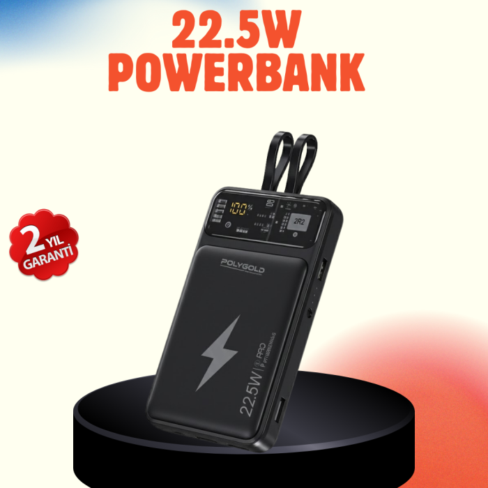 Mobil Powerbank 22.5W PD Destekli Hızlı Şarj