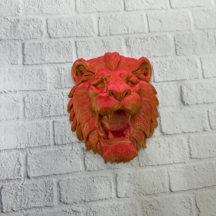Özel Tasarım 3D Aslan Figürü Duvar Süsü Dekoratif Heykel 20x21 cm
