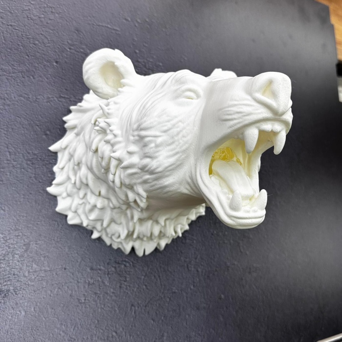 Beyaz Renk 3D Ayı Başı Duvar Dekoru