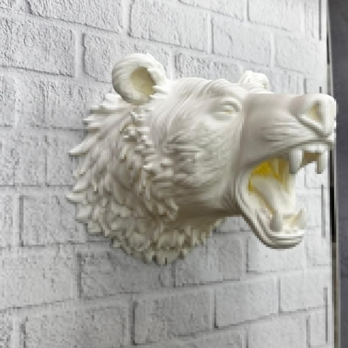 Dekoratif Beyaz Ayı Duvar Heykeli Asılabilir Hediyelik 25x19 cm