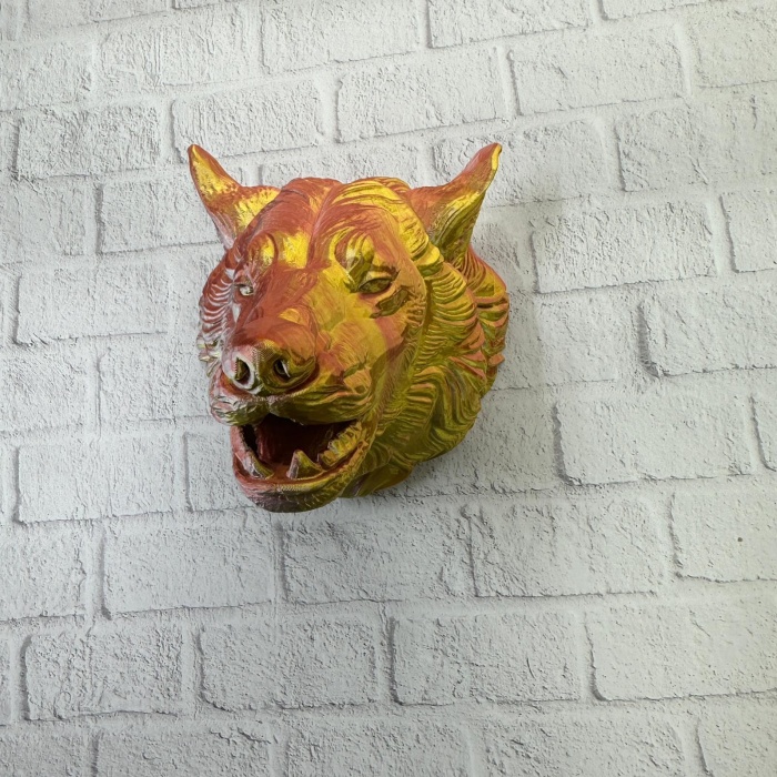 Gold Kurt Duvar Aksesuarı Asılabilir 3D Dekoratif Heykel 25x19 cm