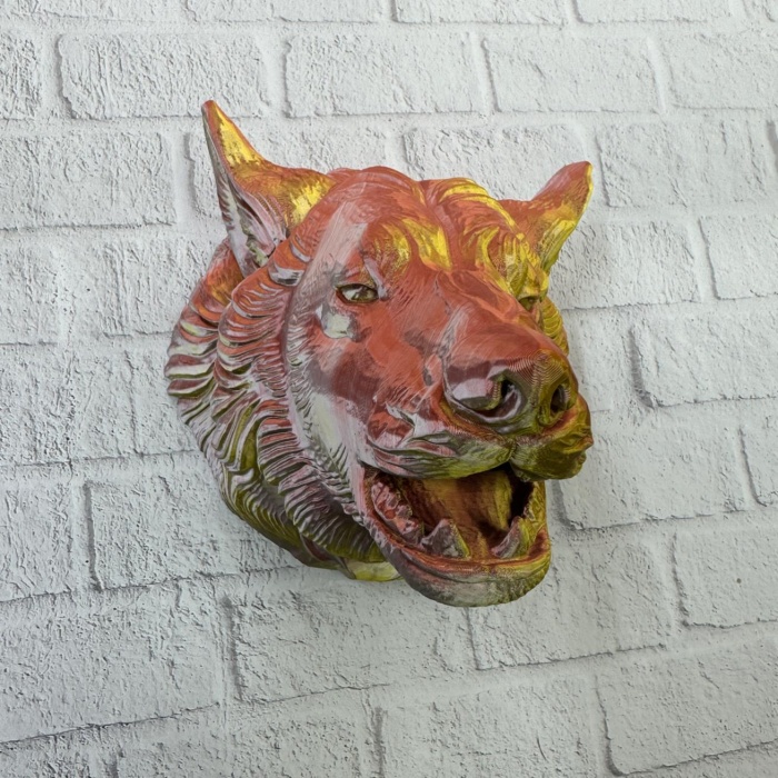 Gold Renk 3D Kurt Başı Duvar Dekoru