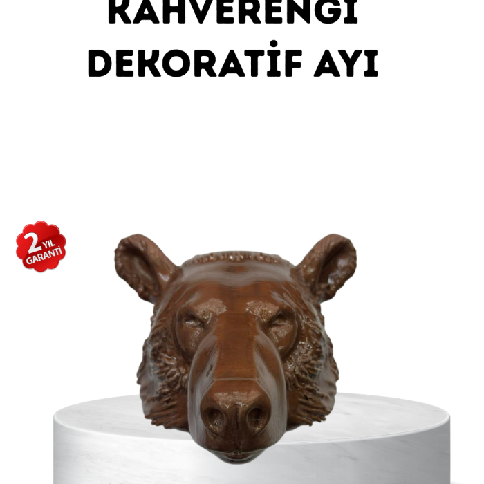 Ev ve Ofis İçin Dekoratif Ayı Başı Heykel Hediyelik Duvar Aksesuarı