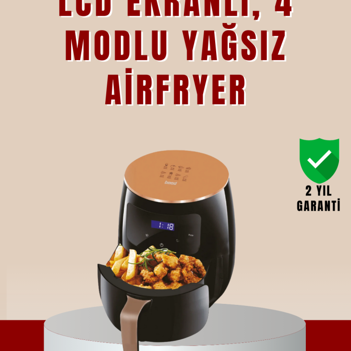 KESGİN MARKET ® 6 Litre Büyük Kapasiteli Dokunmatik Airfryer 2400W Yağsız Fritöz