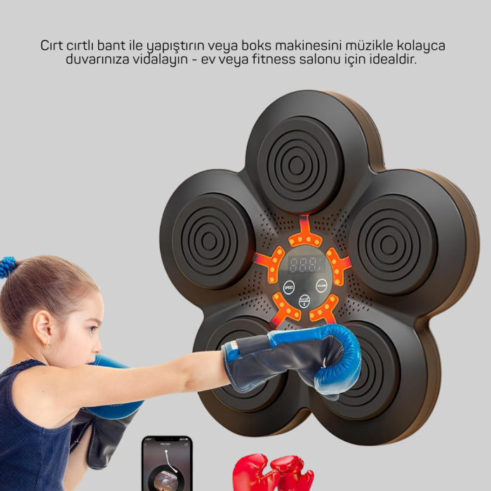 KESGİN MARKET ® Müzikli Boks Duvar Paneli Akıllı Işık Sistemli Refleks ve Kondisyon Aleti