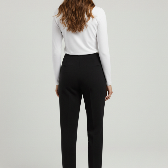 Kadın Yüksek Bel Lastikli Pensli Balon Krep Pantolon – Siyah