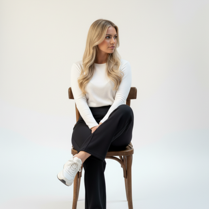 Kadın Süper Yüksek Bel Korsaj Bol Kesim Krep Pantolon – Siyah