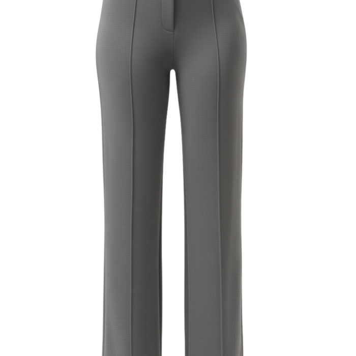 Kadın Yüksek Bel Toparlayıcı Çıma Detaylı Scuba Krep Palazzo İspanyol Paça Pantolon – Gri