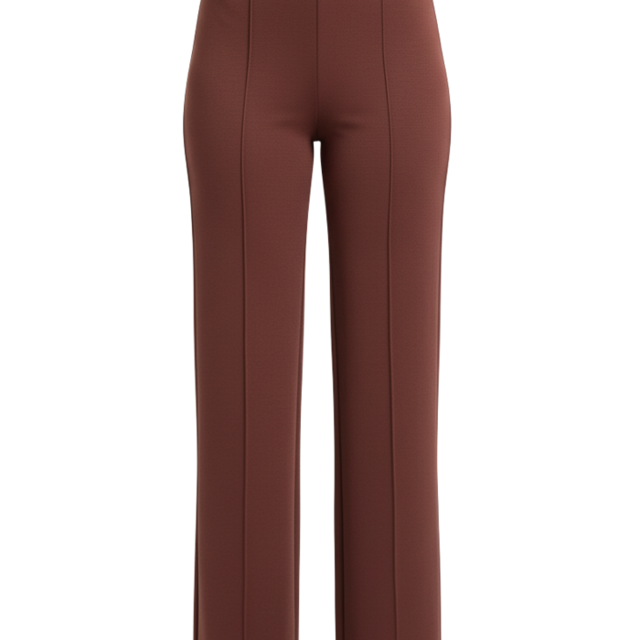 Kadın Modal Çımalı Yüksek Bel Beli Lastikli Bol Paça Pantolon - Kiremit