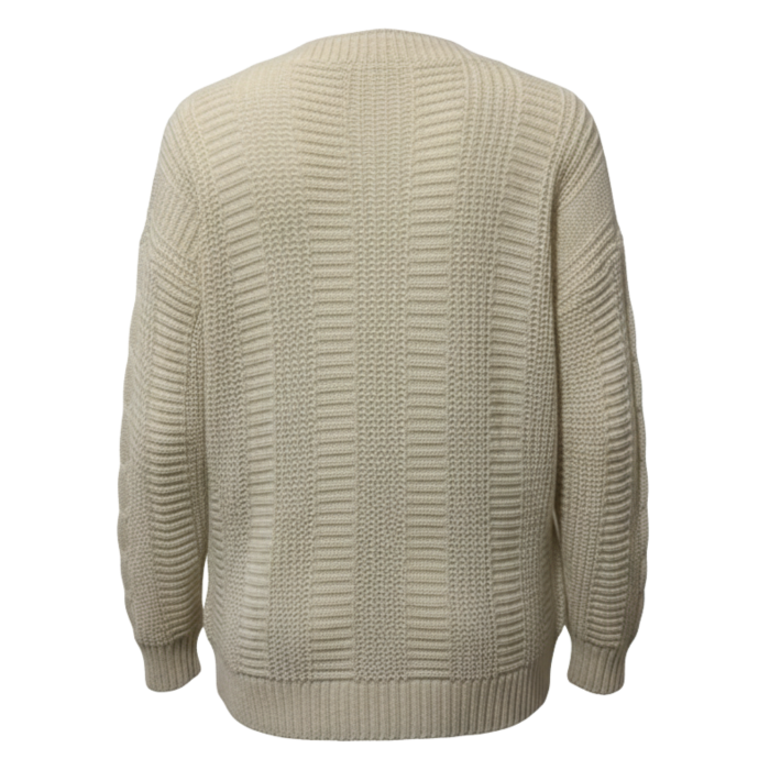 Kadın Krem Düğmeli Kısa Triko Hırka – Burgulu Örgü Desenli