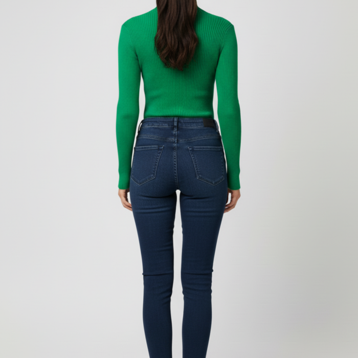 Kadın Yeşil Boğazlı Triko Kazak