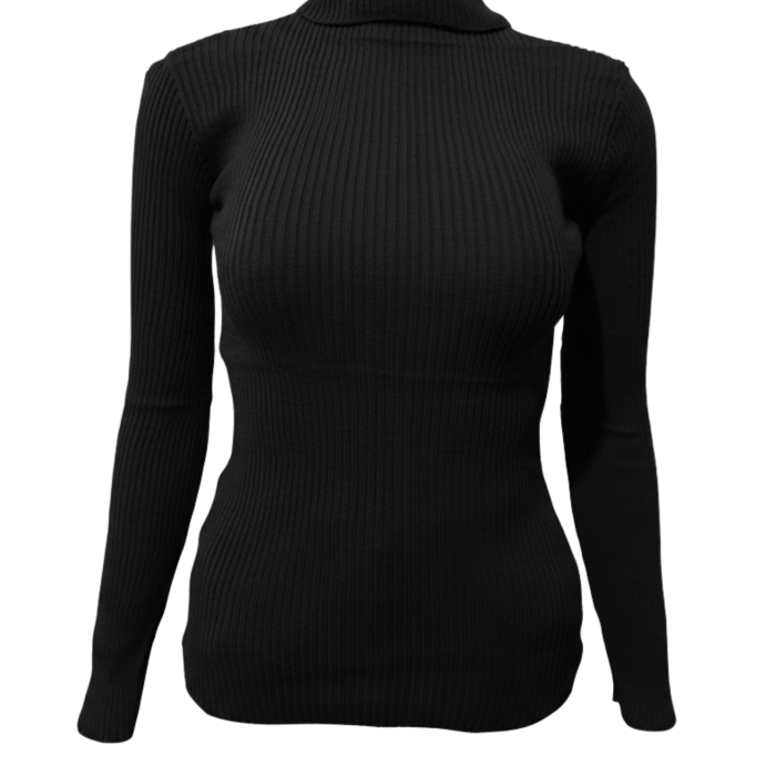Kadın Siyah Boğazlı Triko Kazak