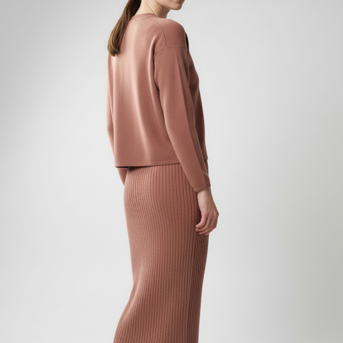 Kadın Hırka Elbise İkili Takım - Kiremit