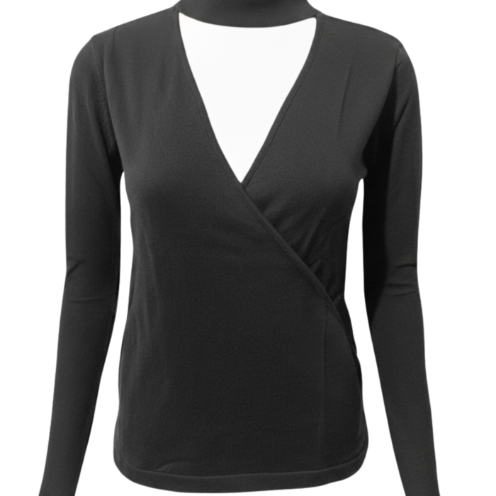 Kadın Boğazlı Pencere Detaylı Gri Triko Kazak