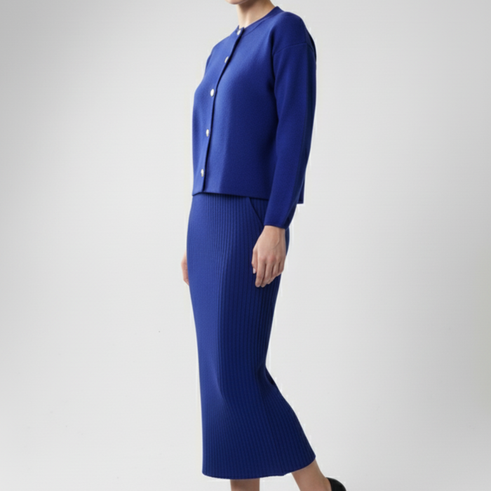 Kadın Hırka Elbise İkili Takım - Mavi