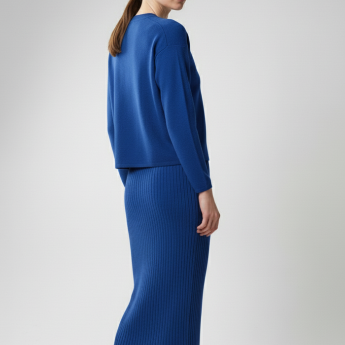 Kadın Hırka Elbise İkili Takım - Mavi