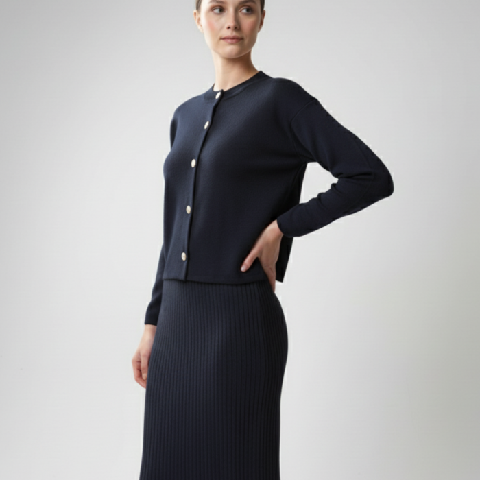 Kadın Hırka Elbise İkili Takım - Lacivert