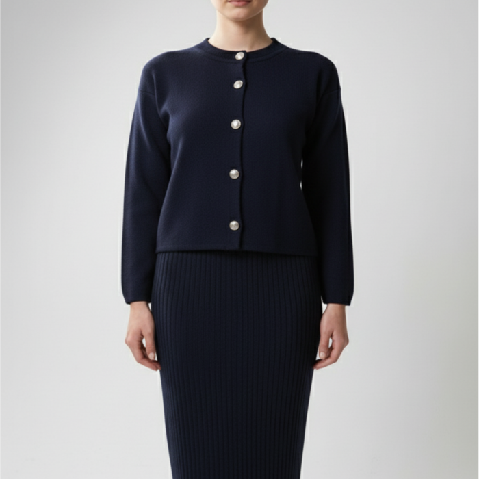 Kadın Hırka Elbise İkili Takım - Lacivert