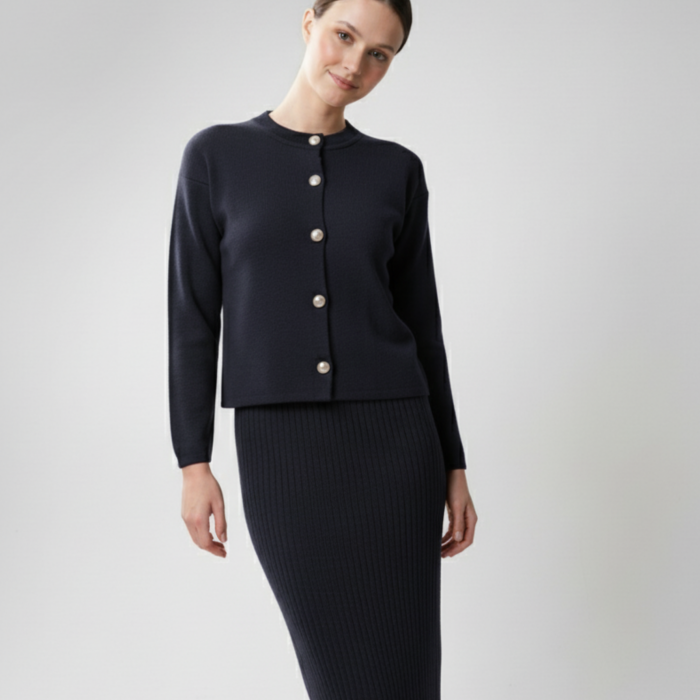 Kadın Hırka Elbise İkili Takım - Lacivert