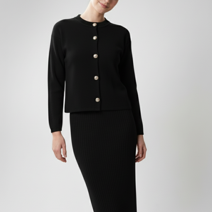 Kadın Hırka Elbise İkili Takım - Siyah